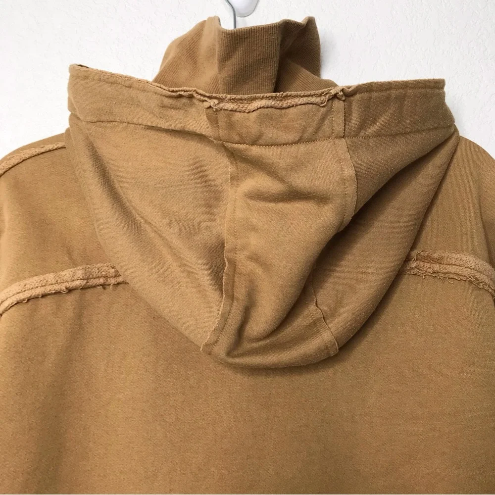 ALO Effortless Crop Hoodie With Turtleneck In Camel